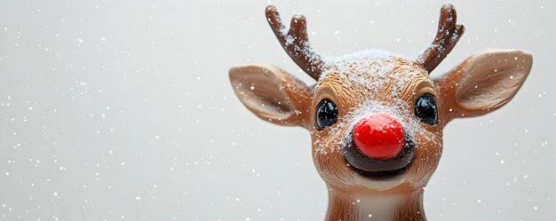 Adorable Cartoon Reindeer with Red Nose Spreading Holiday Cheer