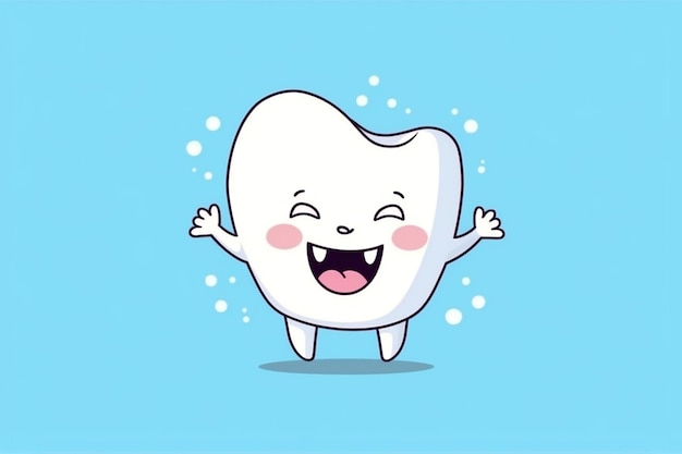 Adorable Cartoon Tooth Character Cute Dental Mascot and Smiling Charm Generative AI