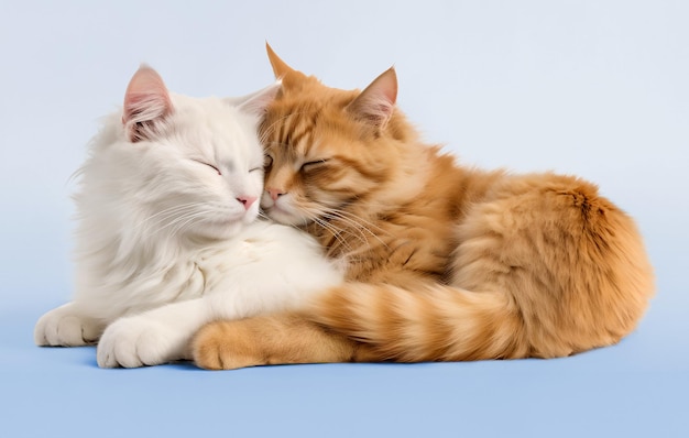 Adorable cat sleeping peacefully on isolated background