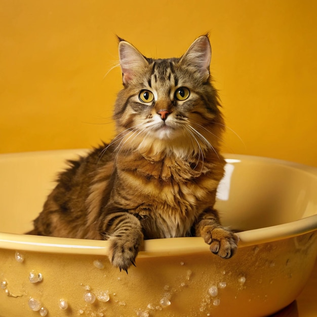 Photo adorable cats taking bath pastelcolored bathtubs cats kittens bathtubs cute cats playful cats