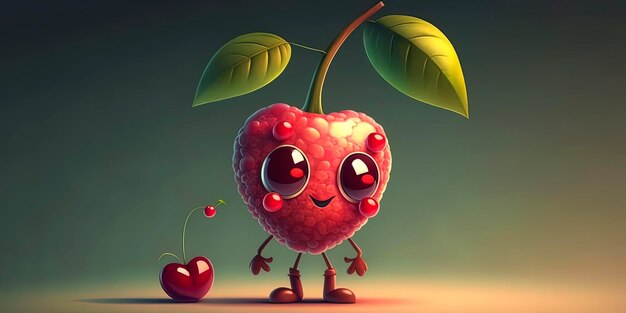 Photo adorable cherry animated character