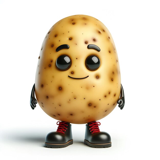 Adorable Chibi Potato Mascot on Isolated White Background