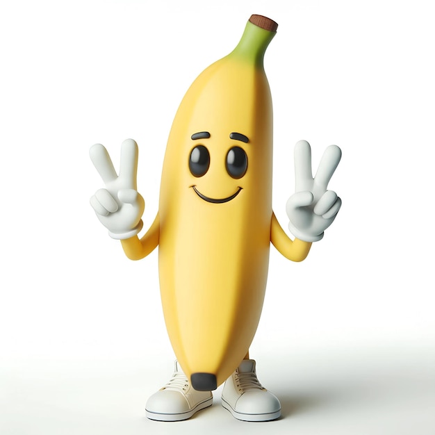 Adorable Chibi Yellow Banana Mascot on Isolated White Background