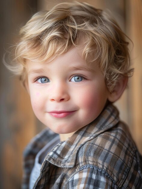 Adorable Child Portrait with Bright Blue Eyes and Playful Smile