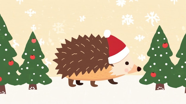 Photo adorable christmas card featuring a cute hedgehog perfect for spreading holiday cheer