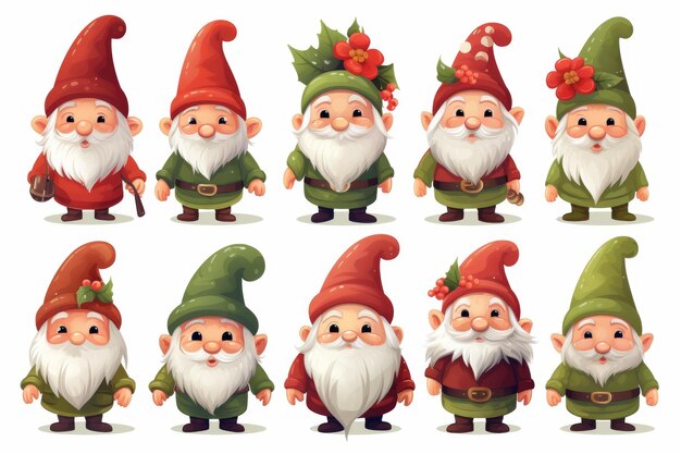 Adorable collection of holiday gnomes with hats perfect for elf lovers and garden enthusiasts