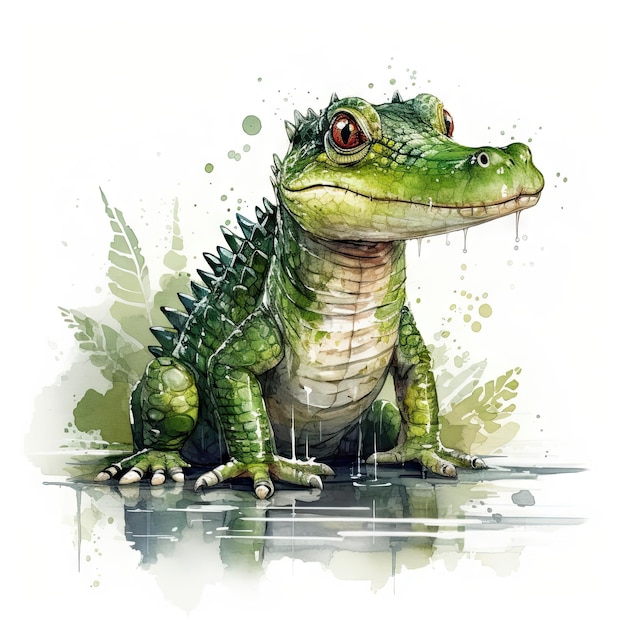 Adorable Crocodile Illustration for Children's Books and Posters Generative AI