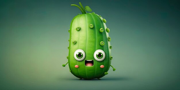 Adorable Cucumber Animated Character