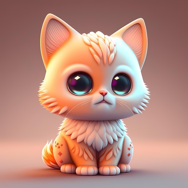 adorable and cute chubby cat 3D render