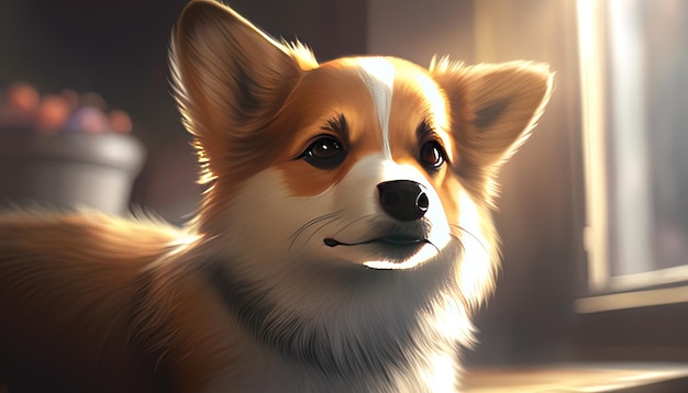 Adorable dog digital art illustration