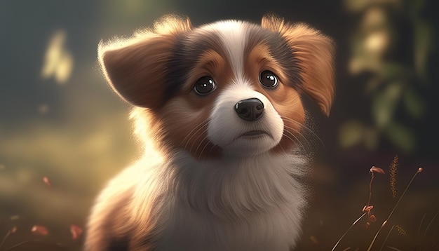 Adorable dog digital art illustration