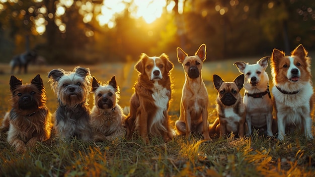 Adorable Dogs Posing For a Photo in the Golden Hour