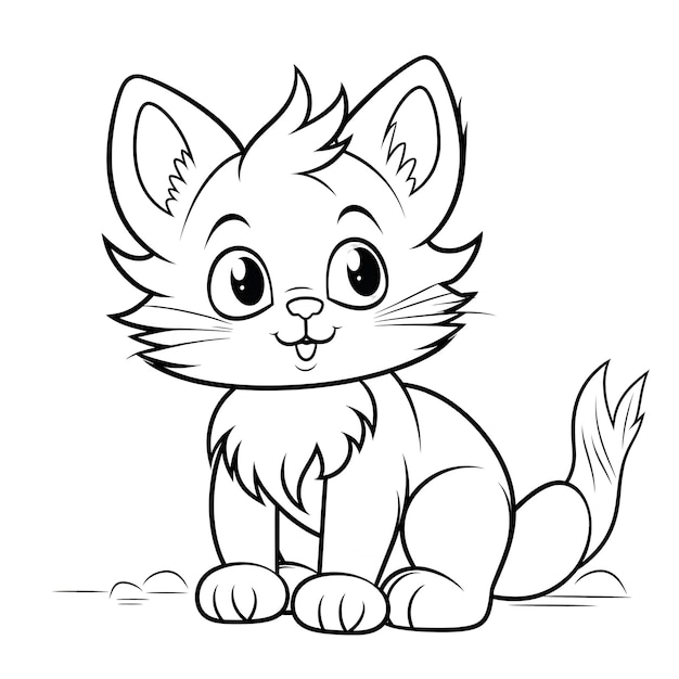 Adorable fluffy kitten Cat coloring pages for kids