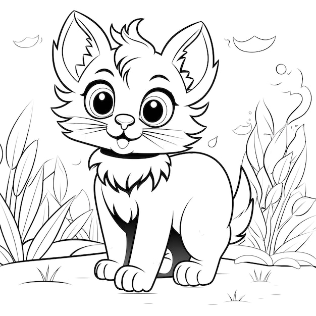 Adorable fluffy kitten Cat coloring pages for kids