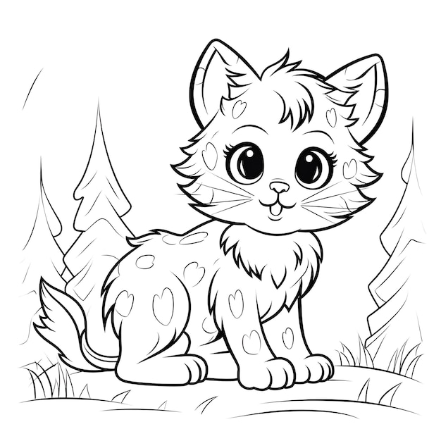 Adorable fluffy kitten Cat coloring pages for kids