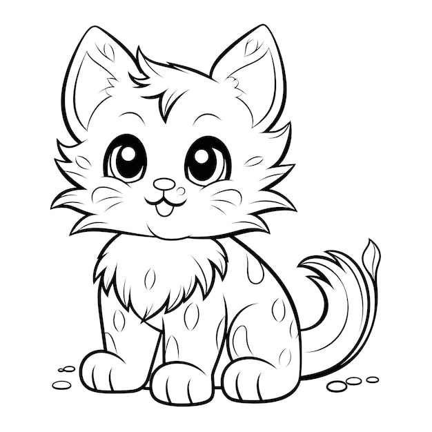 Adorable fluffy kitten coloring pages for kids