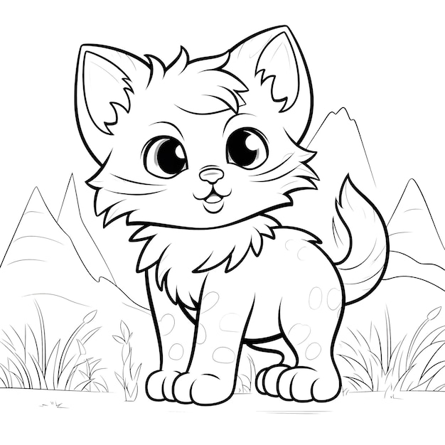 Adorable fluffy kitten coloring pages for kids