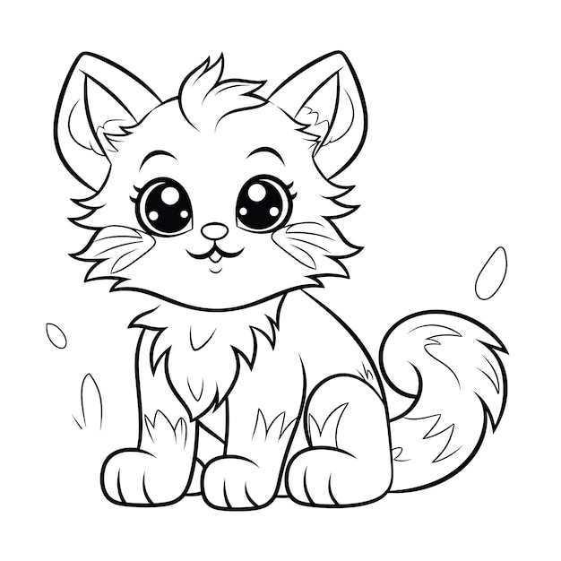 Adorable fluffy kitten coloring pages for kids