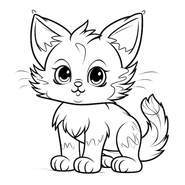 Adorable fluffy kitten coloring pages for kids