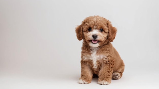 Adorable fluffy puppy sitting on grass perfect for pet lovers and outdoor themes