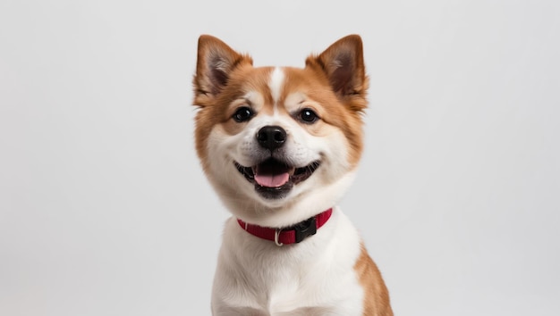 An adorable fluffy puppy sitting happily on a wooden floor in a cozy indoor space