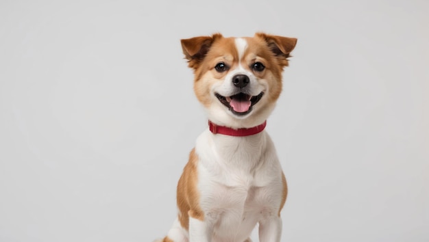 An adorable fluffy puppy sitting happily on a wooden floor in a cozy indoor space