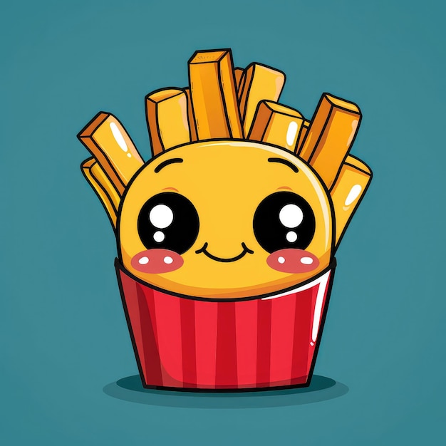 Photo adorable french fries character with big eyes displaying a cute and funny expression