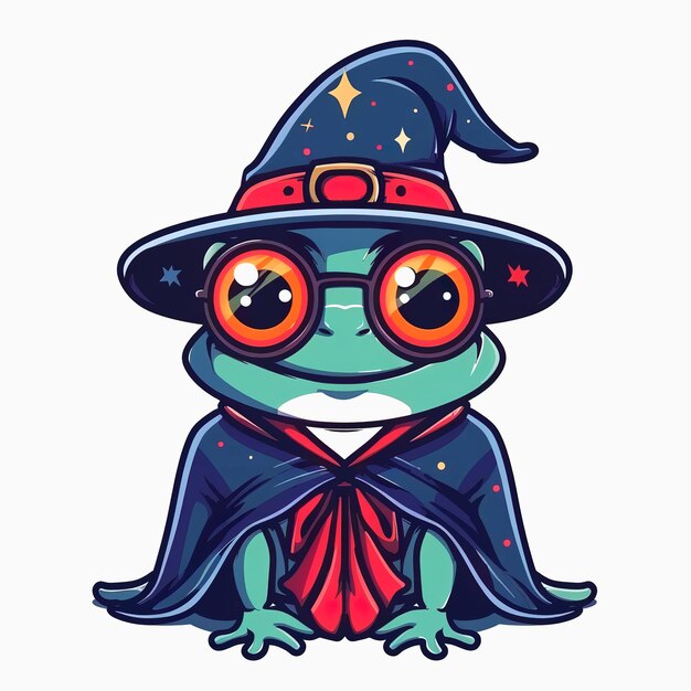 Adorable Frog wizard cartoon Chibi Frog magician Cute Frog mage