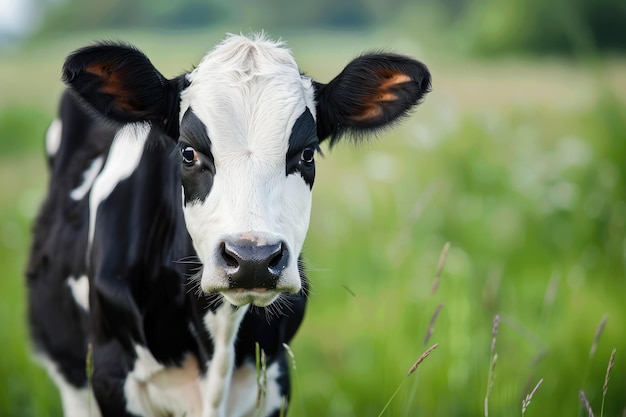 Adorable front view cow in nature