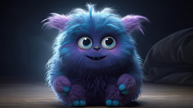 Adorable Furry Monster with Playful Expression