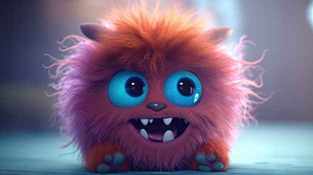 Adorable Furry Monster with Playful Expression