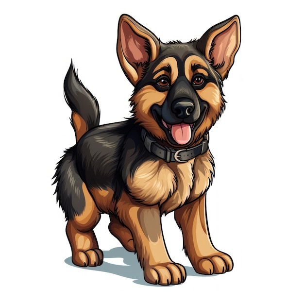 Adorable German Shepherd Cartoon Illustration for Toddler Book AI Generated