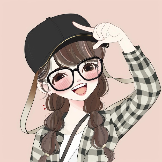 adorable GIF stickers of a cute girl in a cartoon style with light white design perfect