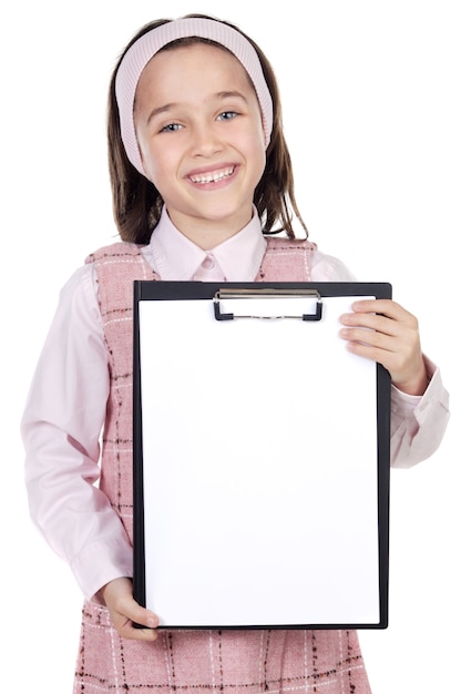 Adorable girl student with notepad 