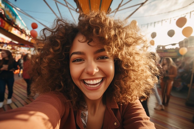 Adorable Girl with Brown Curls Generative Ai