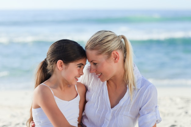 Adorable girl with her mother