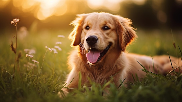 Adorable Golden Retriever Captivating Focus Shot