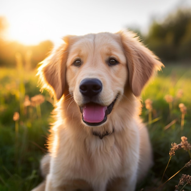 Adorable Golden Retriever Captivating Focus Shot