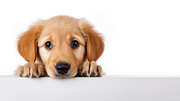 Photo adorable golden retriever puppy with cute face ai generated