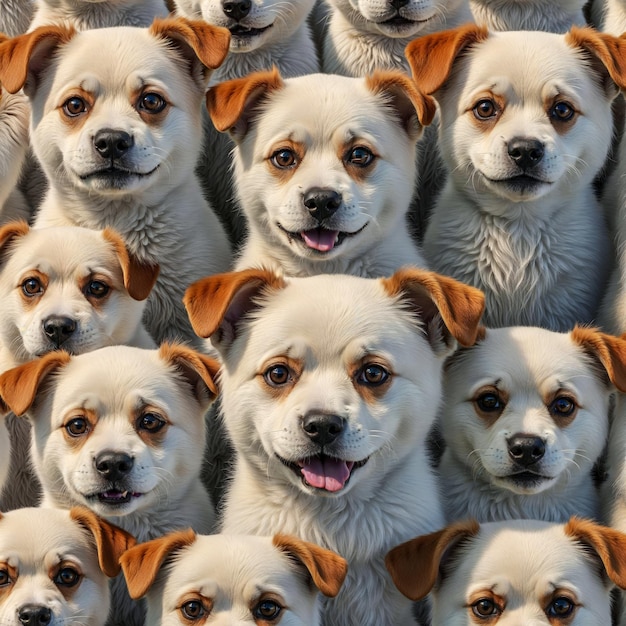 Adorable group of small white dog puppies