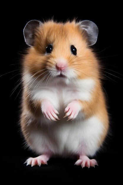 Adorable Hamster On Black Background