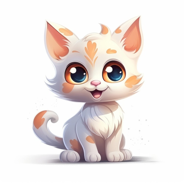 Adorable and Hilarious Cat Character Captured on White Background Generative AI