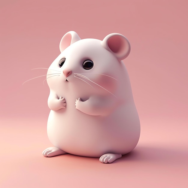 Adorable illustration of a cute white hamster with chubby cheeks