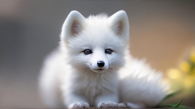 Adorable Innocence Captivating Photo of a Cute Baby White Fox