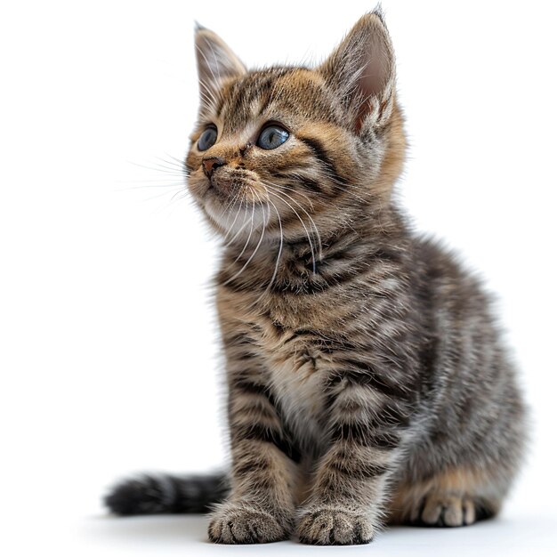 Adorable Kitten Sitting on White Background