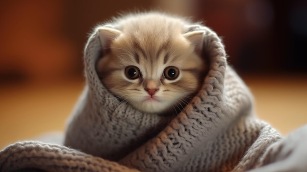 Adorable Kitten Staying Cozy In A Tiny Sweater