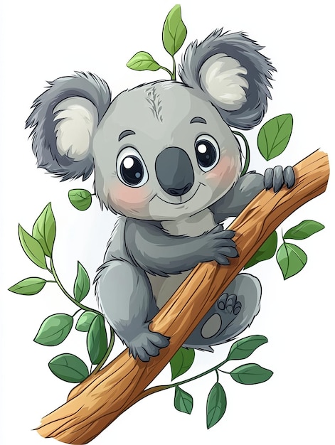 Photo adorable koala bear hanging on a branch