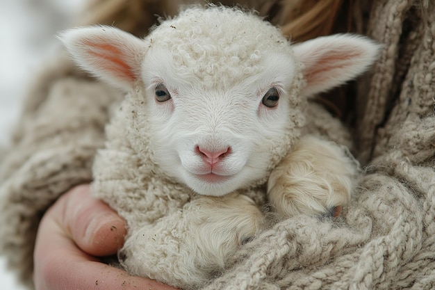 Adorable Lamb in Loving Hands