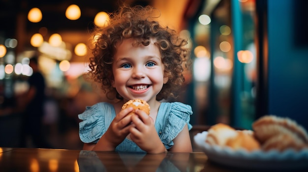 An adorable little Caucasian youngster enjoying something sweet Generative Ai