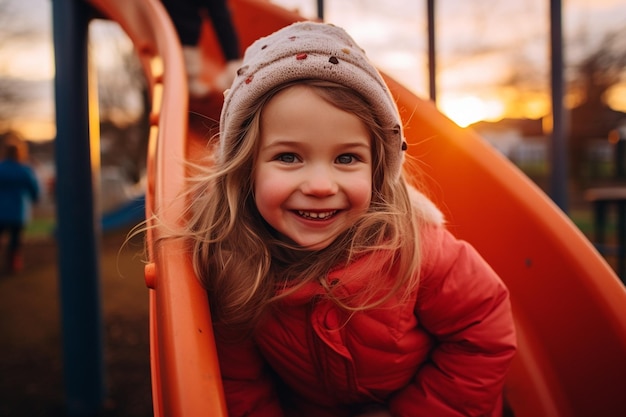 Adorable Little Girl Having Fun on a Playground Generative By Ai